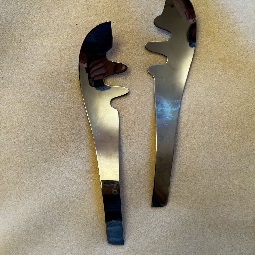 Modern Silver Colour Salad Serving Utensils